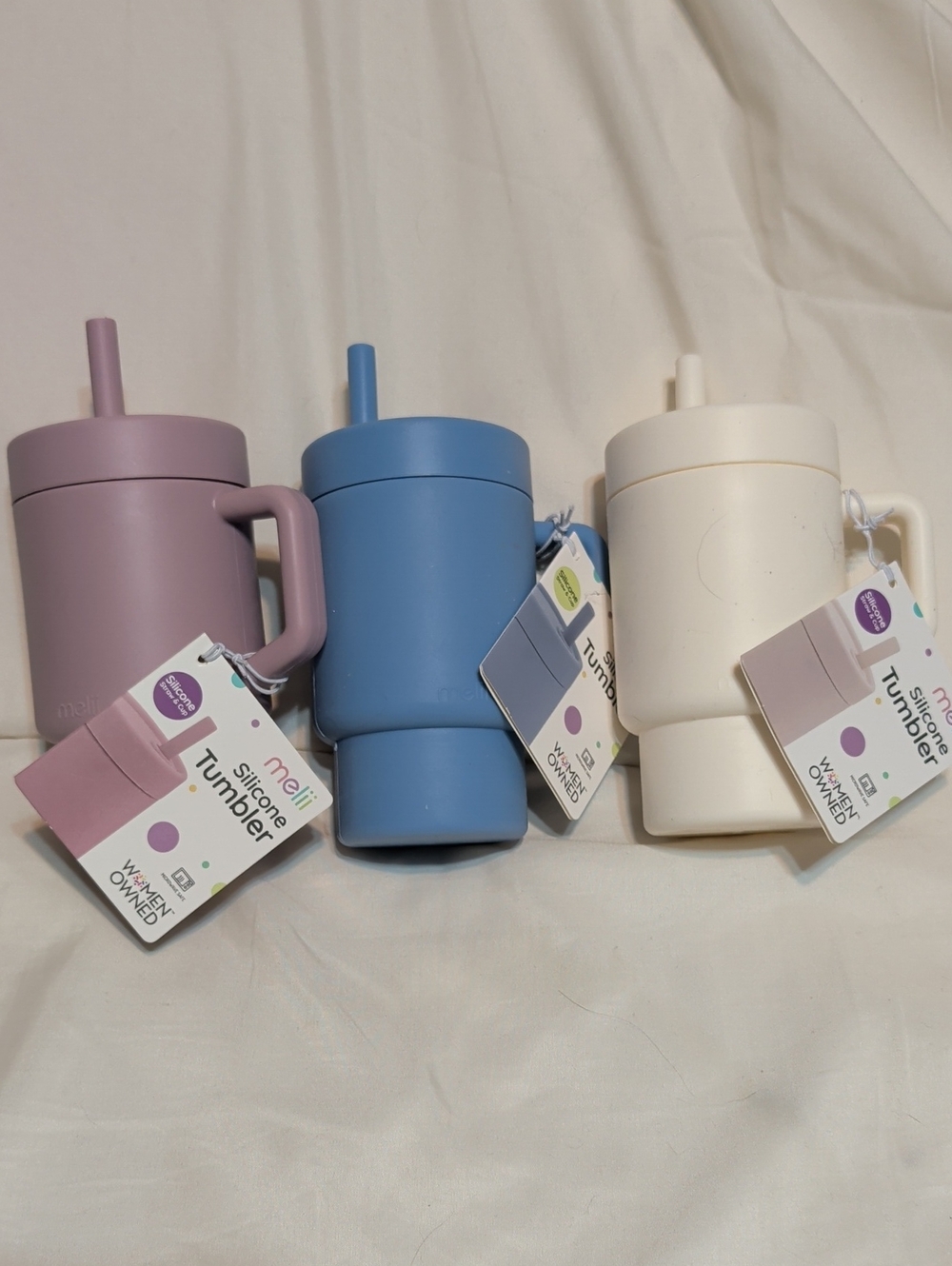 Munchkin Silicone Tumbler Trio in Blue, Lavender & Cream